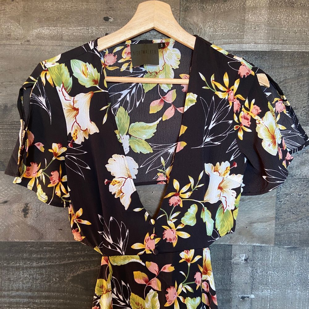 Nightwalker Black Floral Cut out Maxi Dress - Picture 5 of 6